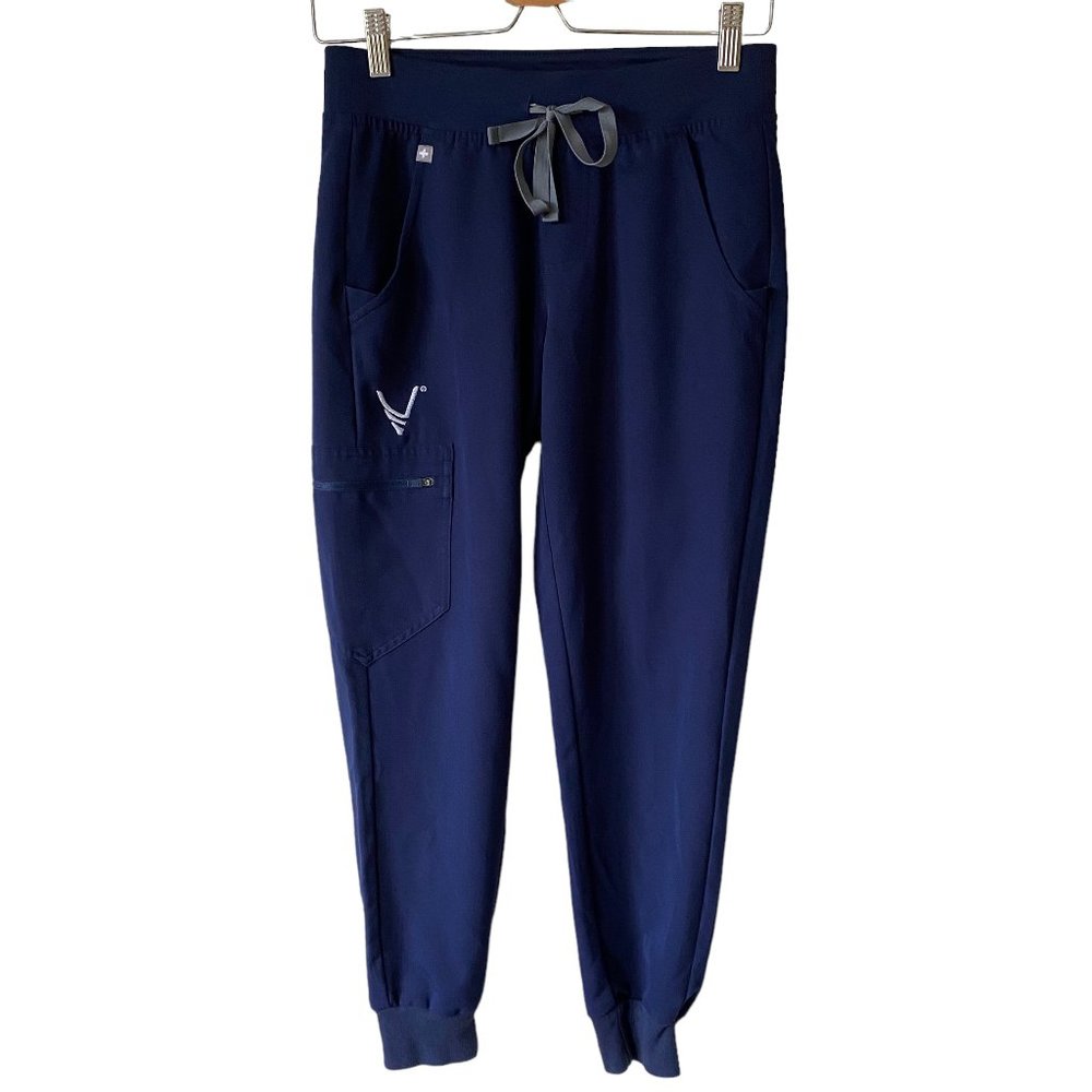 FIGS Technical Collection Zamora Ankle Cuff Tapered Leg Blue Scrub Jogger Pants
